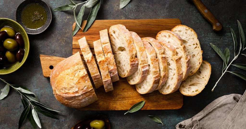 Cutting board with bread