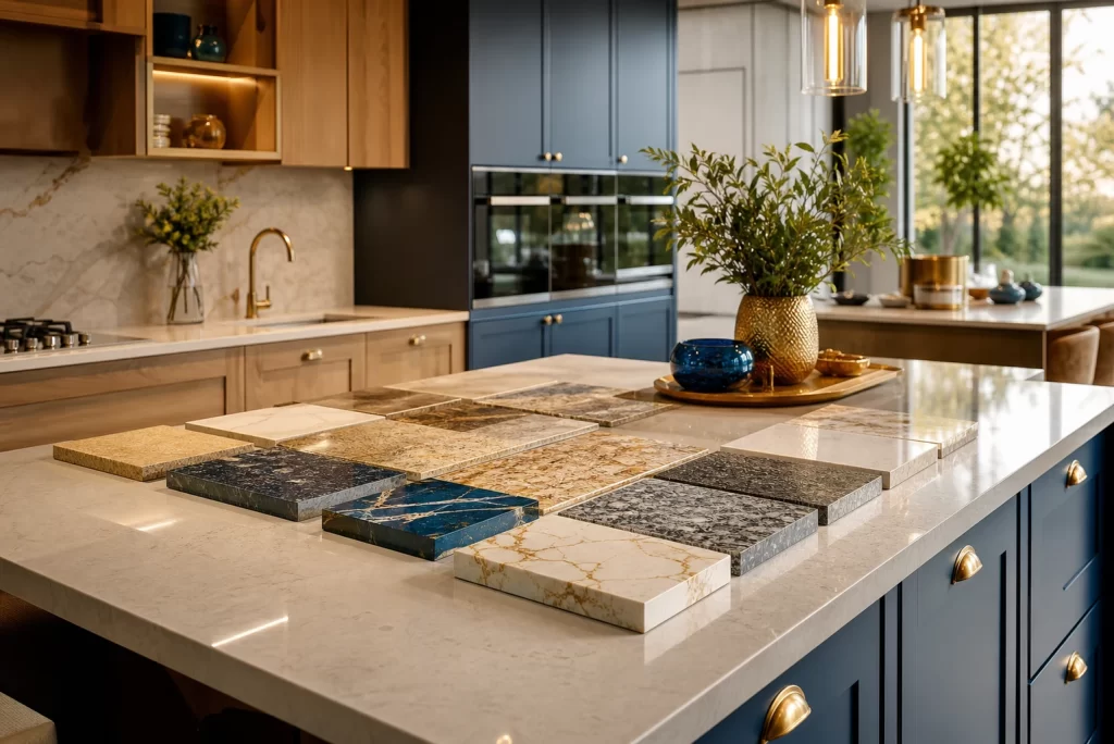 Finished kitchen with stone worktops